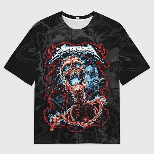 Мужская футболка оверсайз Metallica - кричащий скелет / 3D-принт – фото 1