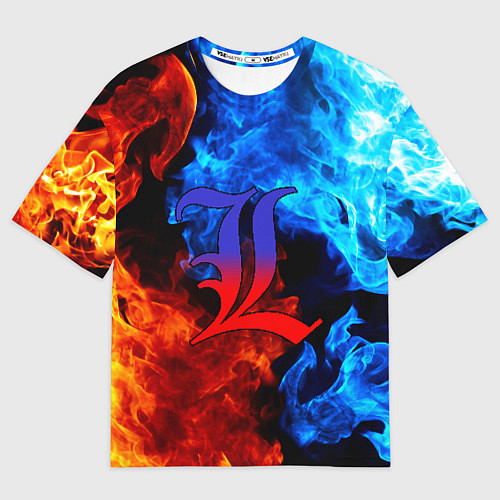 Мужская футболка оверсайз L letter fire / 3D-принт – фото 1