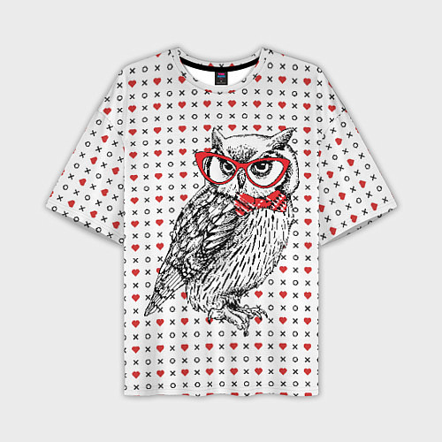Мужская футболка оверсайз Мудрая сова в очках / 3D-принт – фото 1