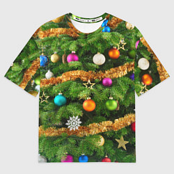 Футболка оверсайз мужская Живая новогодняя ёлка, цвет: 3D-принт