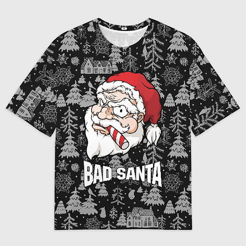 Мужская футболка оверсайз Плохой Санта с конфетой / 3D-принт – фото 1