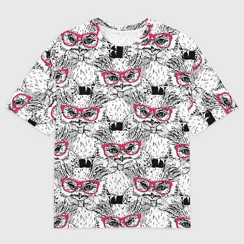 Мужская футболка оверсайз Совы в очках / 3D-принт – фото 1
