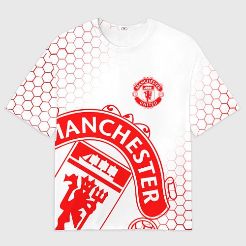 Мужская футболка оверсайз Манчестер Юнайтед white / 3D-принт – фото 1