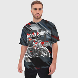 Футболка оверсайз мужская Road rider мотоциклист, цвет: 3D-принт — фото 2