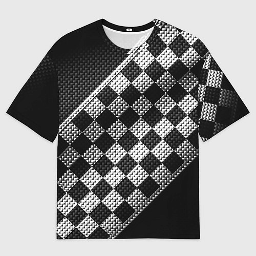 Мужская футболка оверсайз Финишная лента в клетку / 3D-принт – фото 1