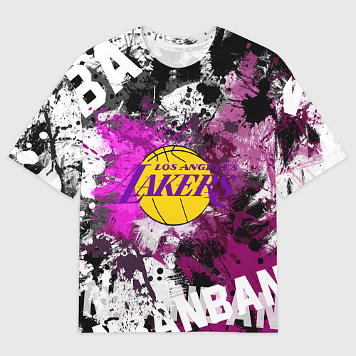 Мужская футболка оверсайз Лос-Анджелес Лейкерс, Los Angeles Lakers / 3D-принт – фото 1