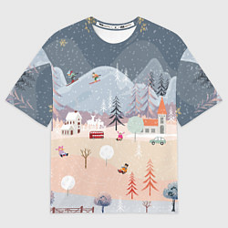 Футболка оверсайз мужская Новогодние каникулы, цвет: 3D-принт