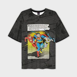 Мужская футболка оверсайз Flash, Batman, Superman