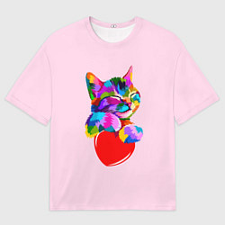 Мужская футболка оверсайз Кот