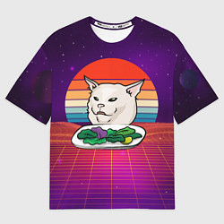 Мужская футболка оверсайз Woman yelling at a cat