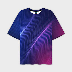 Мужская футболка оверсайз Фиолетово 3d волны 2020