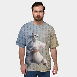 Футболка оверсайз мужская Karate cat, цвет: 3D-принт — фото 2