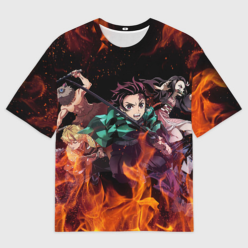 Мужская футболка оверсайз KIMETSU NO YAIBA / 3D-принт – фото 1