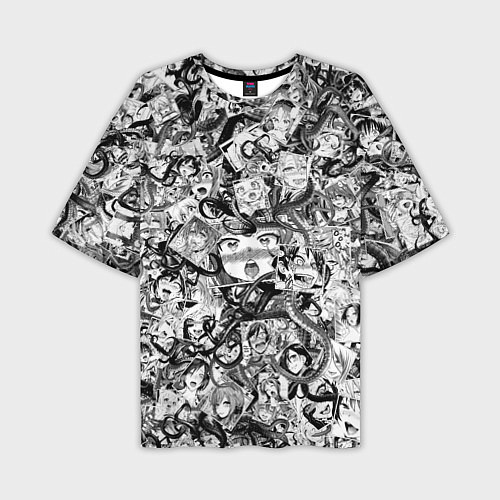 Мужская футболка оверсайз Ахегао с щупальцами / 3D-принт – фото 1