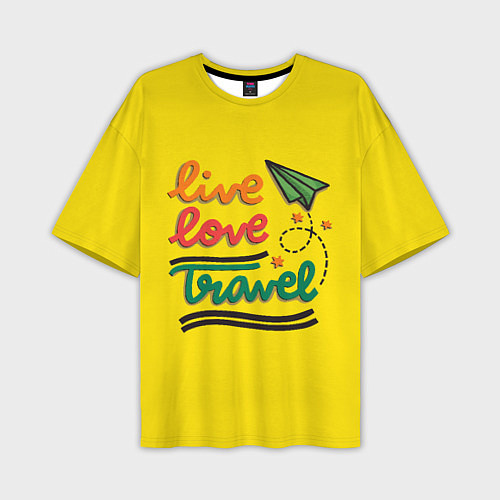 Мужская футболка оверсайз Жизнь, любовь, путешествия / 3D-принт – фото 1
