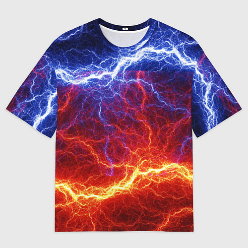 Мужская футболка оверсайз Лёд и огонь / 3D-принт – фото 1