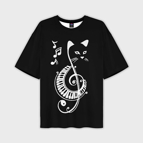 Мужская футболка оверсайз Музыкальный кот / 3D-принт – фото 1
