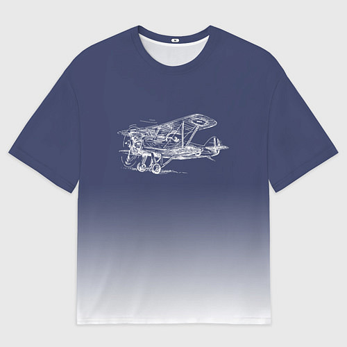 Мужская футболка оверсайз Биплан / 3D-принт – фото 1
