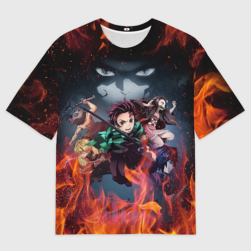 Мужская футболка оверсайз KIMETSU NO YAIBA / 3D-принт – фото 1
