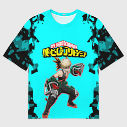 Мужская футболка оверсайз MY HERO ACADEMIA на синем
