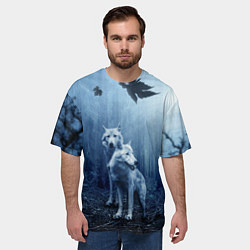 Футболка оверсайз мужская Волки в тёмном лесу, цвет: 3D-принт — фото 2