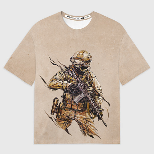 Мужская футболка оверсайз Военный / 3D-принт – фото 1