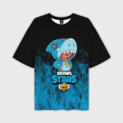 Мужская футболка оверсайз Brawl stars leon shark / 3D-принт – фото 1