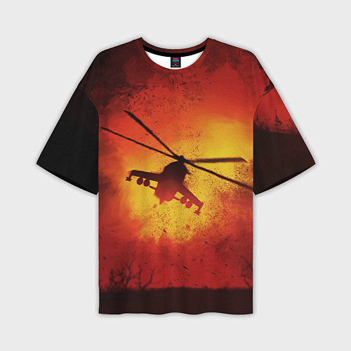 Мужская футболка оверсайз Military helicopter / 3D-принт – фото 1