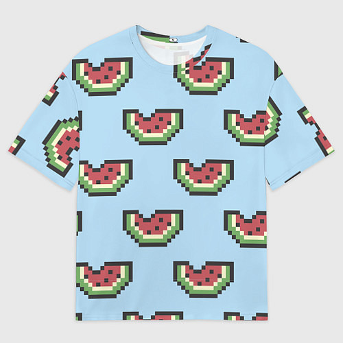 Мужская футболка оверсайз Пиксельный арбуз / 3D-принт – фото 1