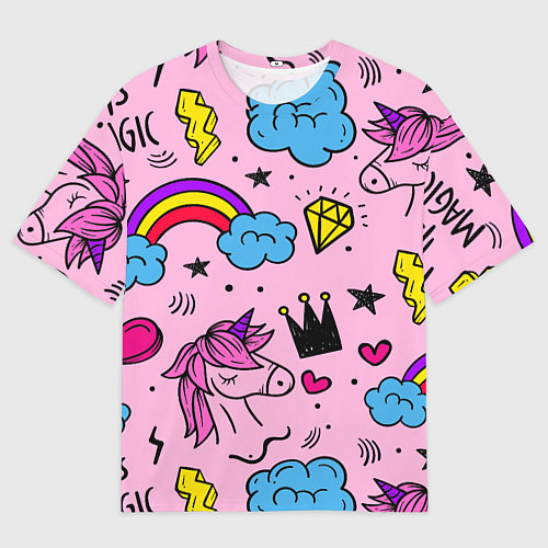 Мужская футболка оверсайз Единороги / 3D-принт – фото 1