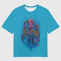 Мужская футболка оверсайз Осьминог барабанщик