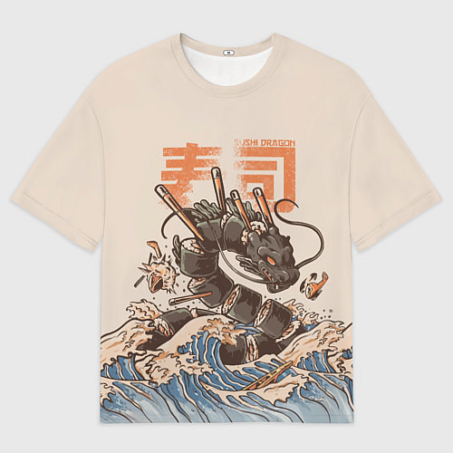 Мужская футболка оверсайз Sushi dragon / 3D-принт – фото 1
