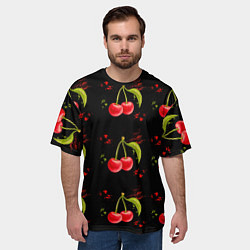 Футболка оверсайз мужская Вишенки, цвет: 3D-принт — фото 2