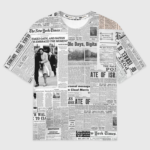 Мужская футболка оверсайз Газета Newspaper / 3D-принт – фото 1