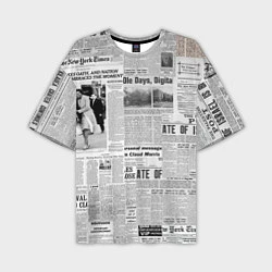 Мужская футболка оверсайз Газета Newspaper