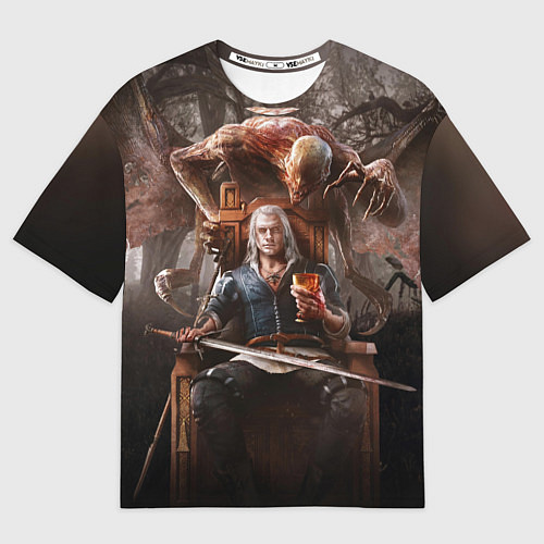 Мужская футболка оверсайз КРОВЬ И ВЕДЬМАК / 3D-принт – фото 1