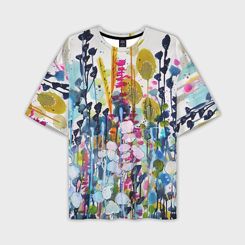 Мужская футболка оверсайз Watercolor Flowers / 3D-принт – фото 1
