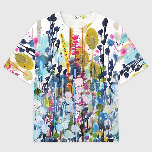 Мужская футболка оверсайз Watercolor Flowers / 3D-принт – фото 1