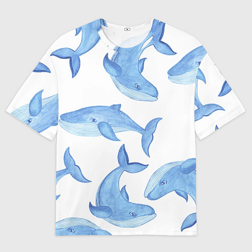 Мужская футболка оверсайз Косяк китов / 3D-принт – фото 1