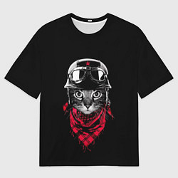 Футболка оверсайз мужская КОТИК В ШЛЕМЕ, цвет: 3D-принт