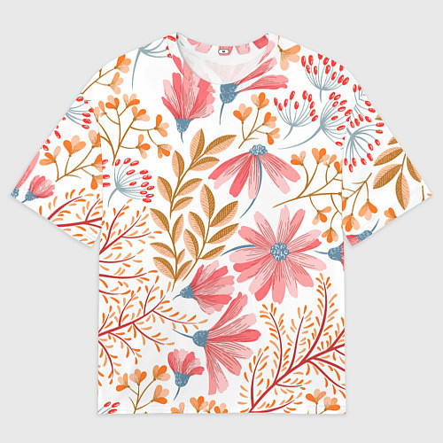 Мужская футболка оверсайз Цветы / 3D-принт – фото 1