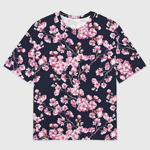 Мужская футболка оверсайз Сакура / 3D-принт – фото 1