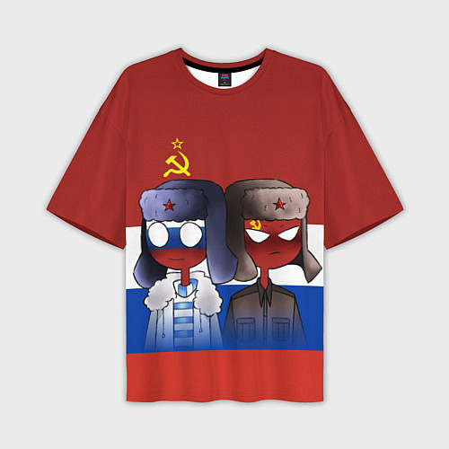 Мужская футболка оверсайз СССР - Россия / 3D-принт – фото 1
