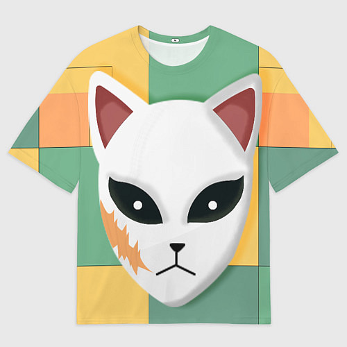 Мужская футболка оверсайз Лисья маска Сабито / 3D-принт – фото 1