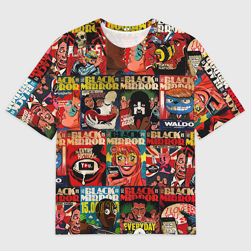 Мужская футболка оверсайз ЧЕРНОЕ ЗЕРКАЛО / 3D-принт – фото 1