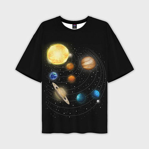 Мужская футболка оверсайз Солнечная Система / 3D-принт – фото 1
