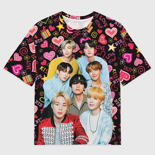 Мужская футболка оверсайз I Love BTS / 3D-принт – фото 1