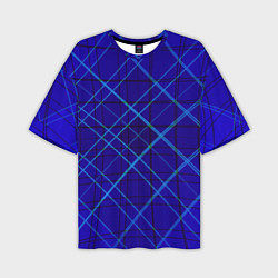 Мужская футболка оверсайз Сине-черная геометрия 3D