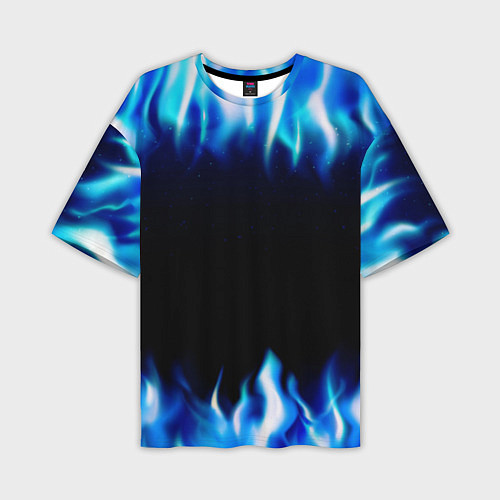 Мужская футболка оверсайз Синий Огонь / 3D-принт – фото 1