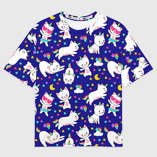 Мужская футболка оверсайз Кот-Единорог / 3D-принт – фото 1